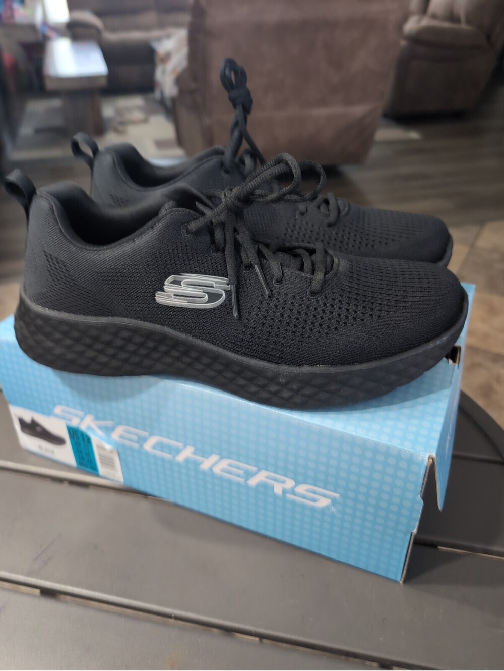 Skechers Mens Air Cooled Memory Foam Sneakers Shoes Size 12 Black